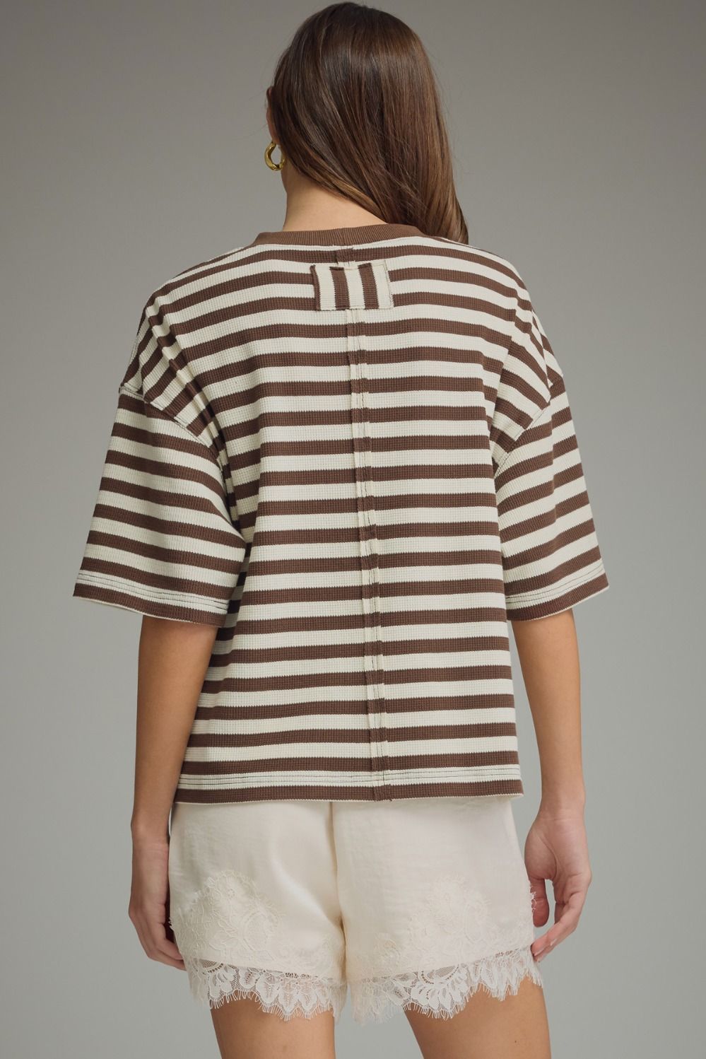 Ace Oversized Stripe Ribbed Knit Top - Brown Multi