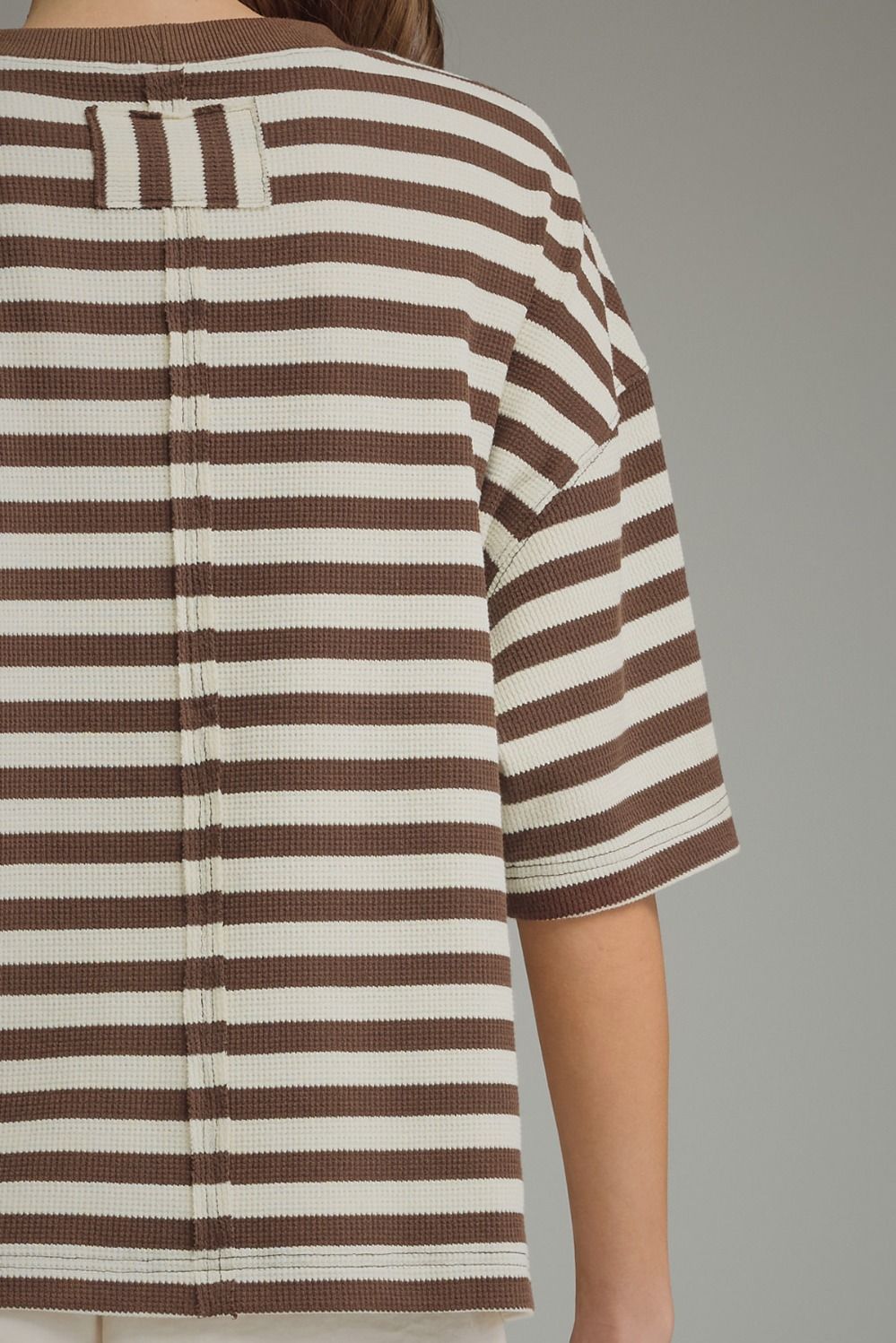 Ace Oversized Stripe Ribbed Knit Top - Brown Multi