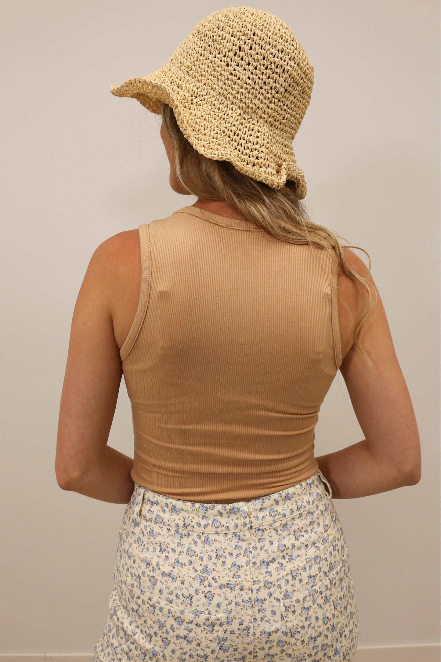 Essential Round Neck Stretch Knit Tank Bodysuit - Nude