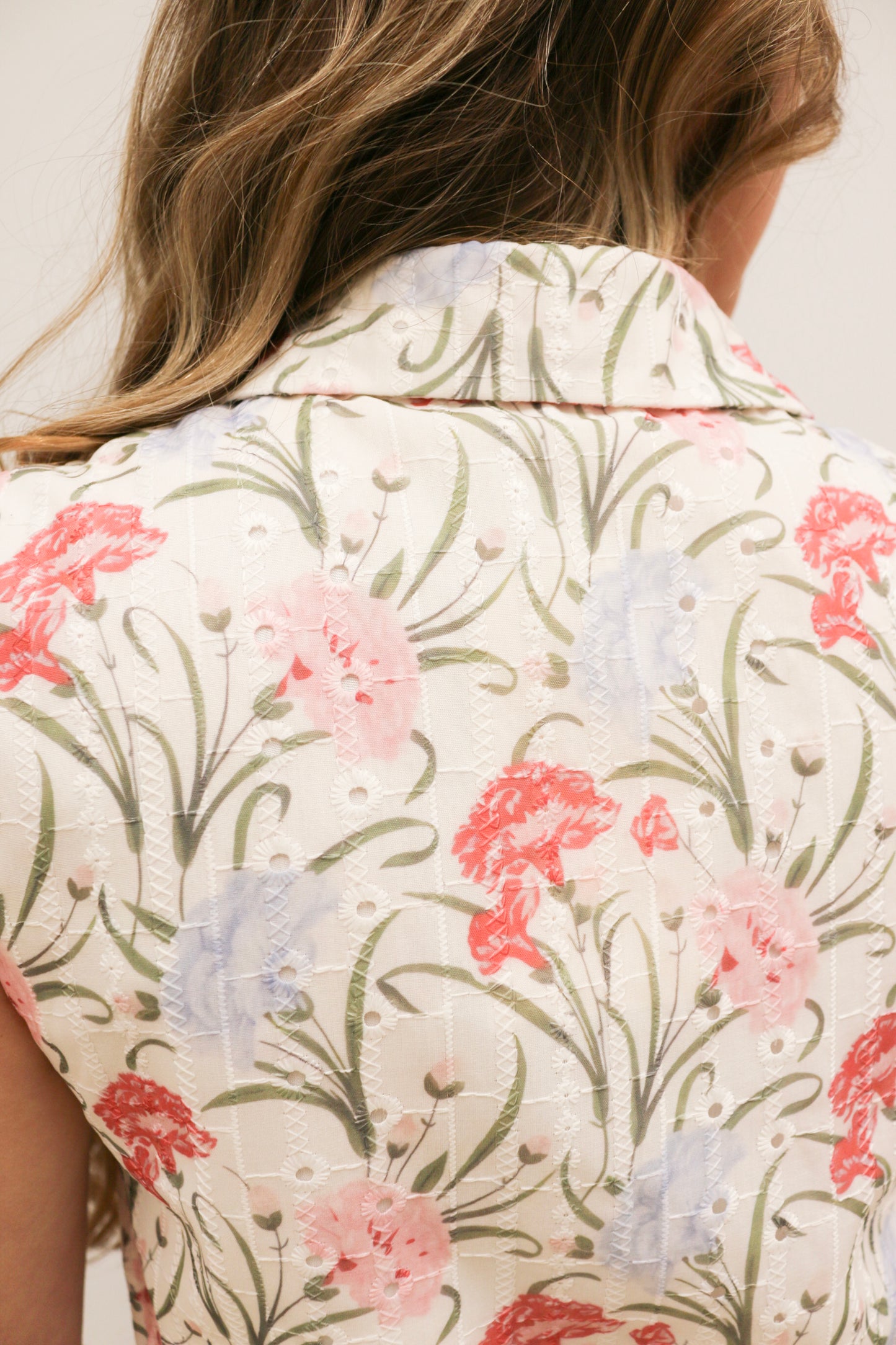 Evianna Embroidered Floral Print Collared Fit and Flare Mini Dress - Pink Lavender Multi