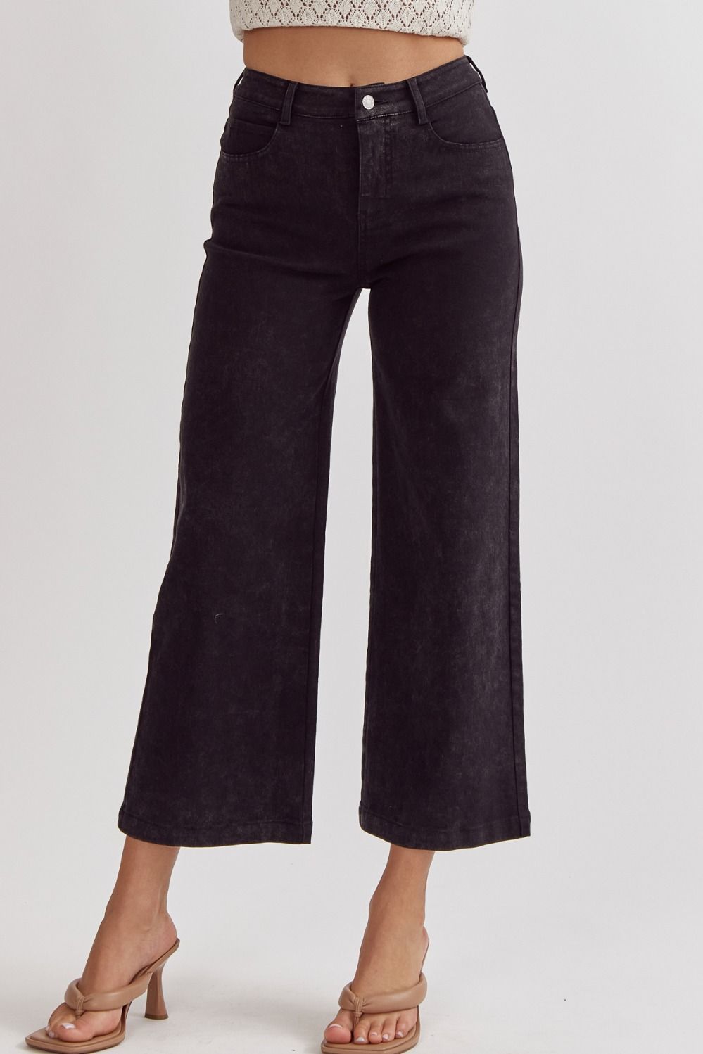 Evie Classic High Waisted Wide Leg Pant - Black
