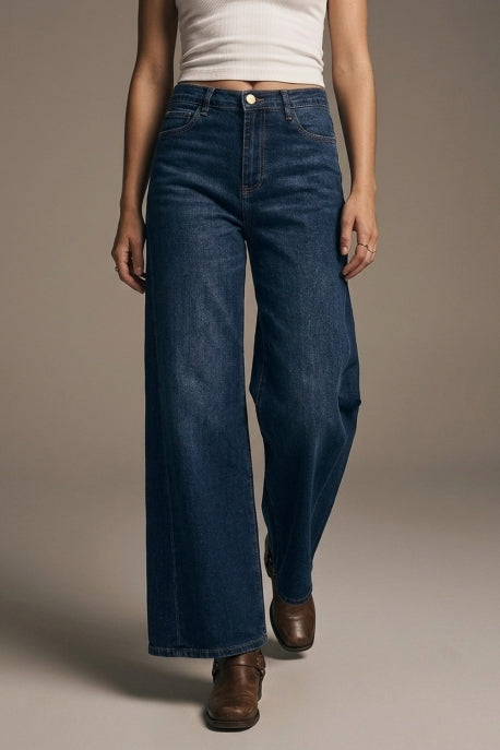 Stella High Waisted Wide Leg Denim - Dark Wash