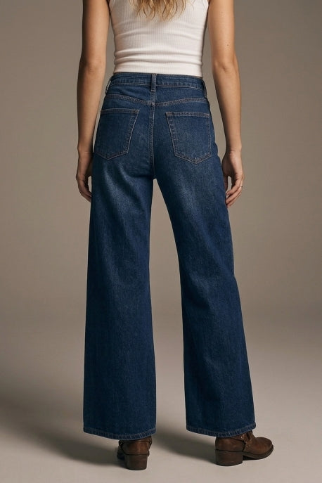 Stella High Waisted Wide Leg Denim - Dark Wash