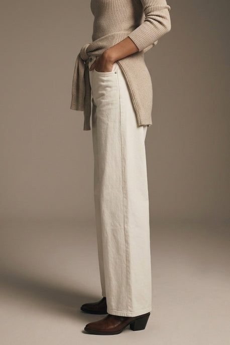 Stella High Waisted Wide Leg Trousers - Cream