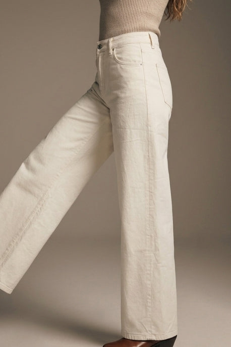 Stella High Waisted Wide Leg Trousers - Cream