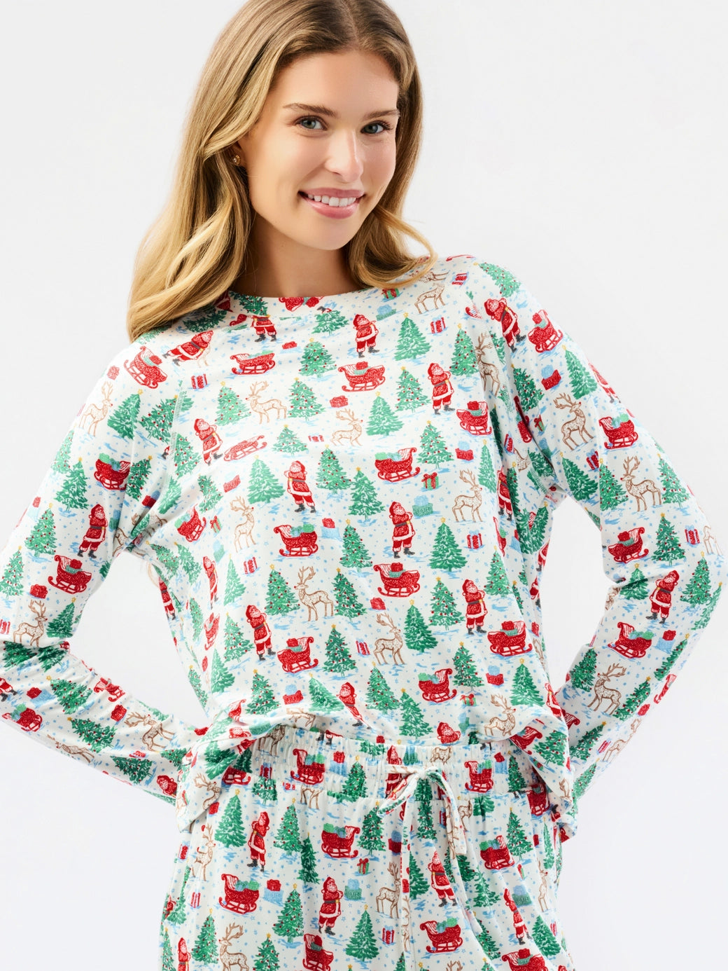 Tidings and Toile Annie Printed Long Sleeve Pant Pajama Set - Red Multi