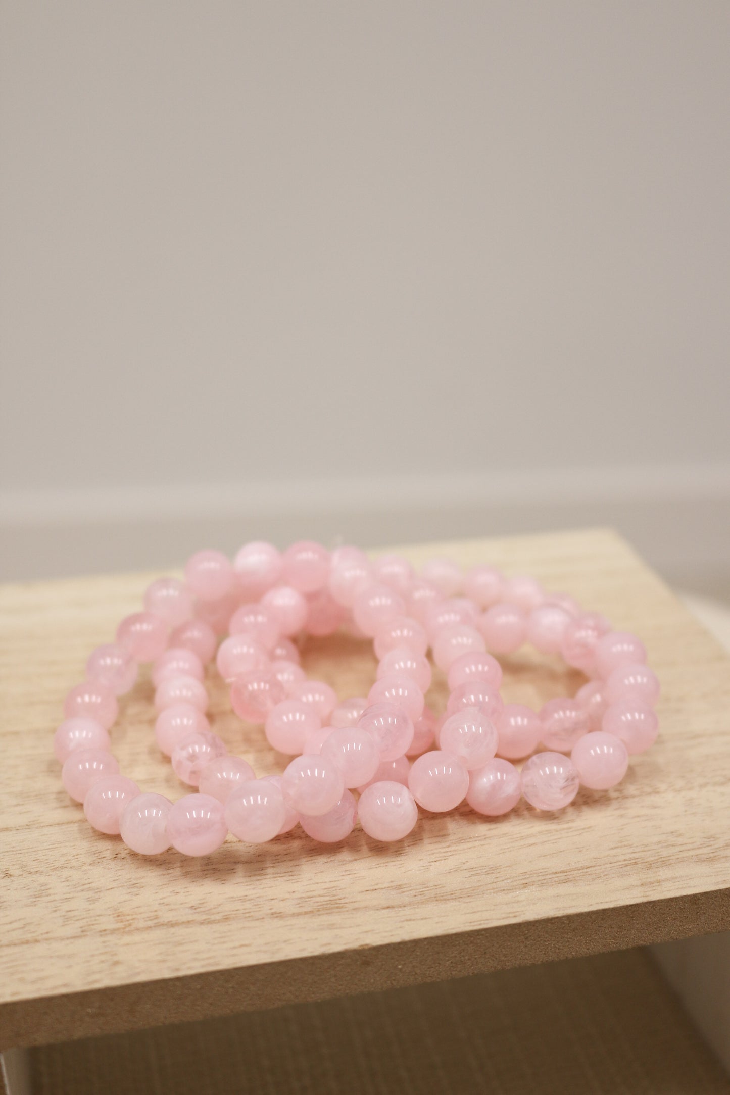 Fia Natural Stone Beaded Bracelet Set - Light Pink