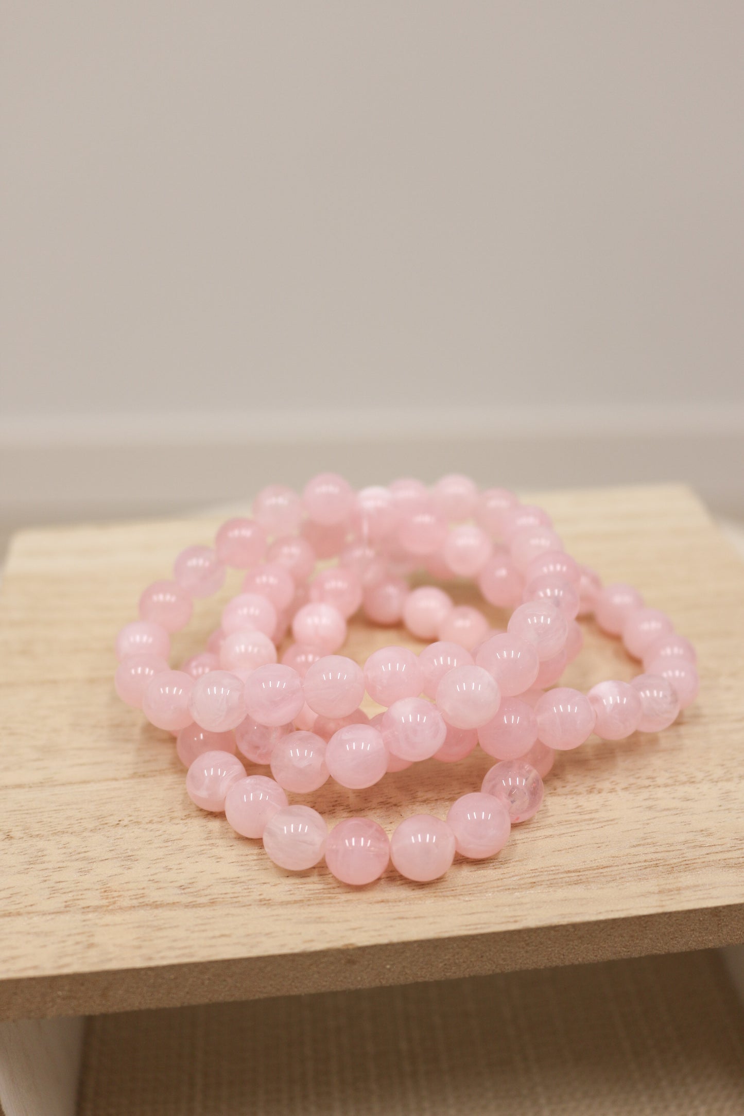 Fia Natural Stone Beaded Bracelet Set - Light Pink