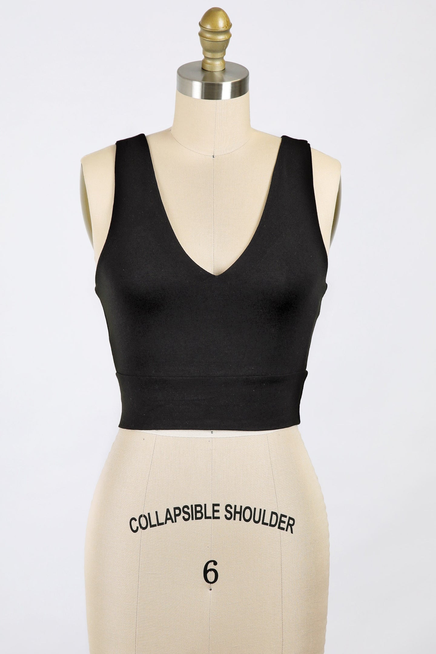 Final Touch Double Layer V-Neck Crop Knit Tank - Black