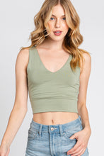 Load image into Gallery viewer, Final Touch Double Layer V-Neck Crop Knit Tank - Fern Green
