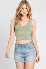 Load image into Gallery viewer, Final Touch Double Layer V-Neck Crop Knit Tank - Fern Green
