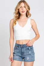 Load image into Gallery viewer, Final Touch Double Layer V-Neck Crop Knit Tank - White
