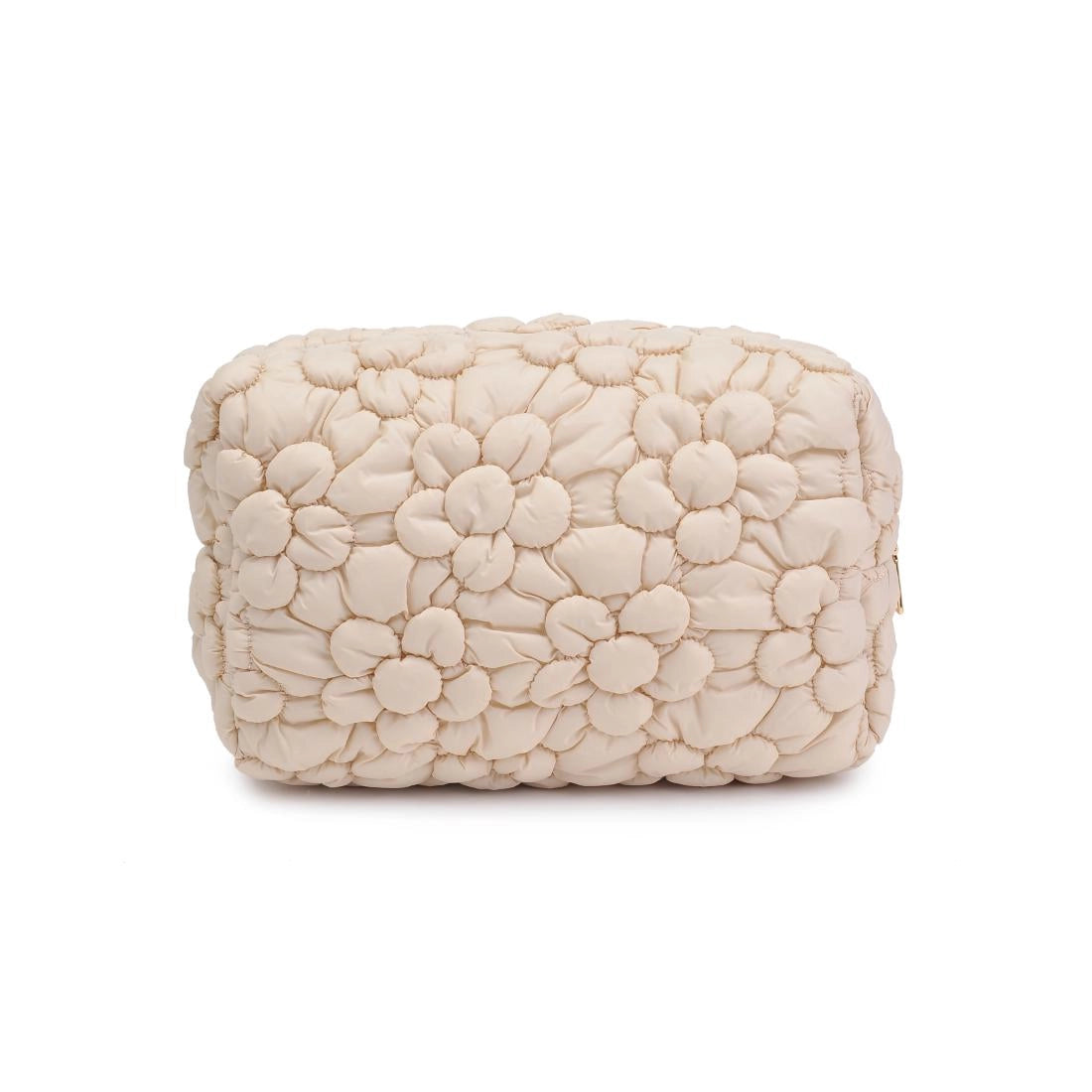 Flora Pop Quilted Nylon Zip Cosmetic Pouch - Cream