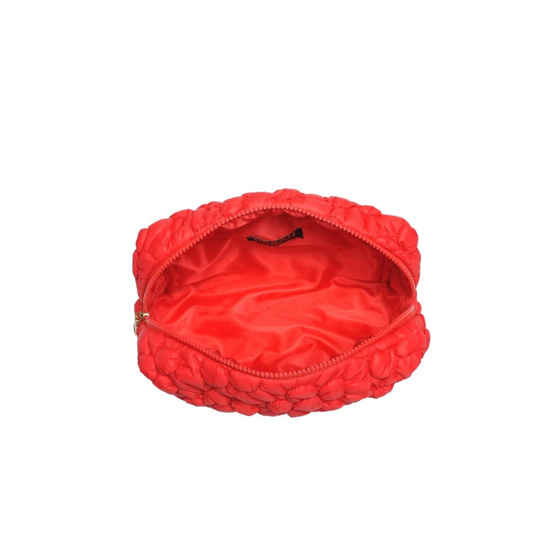 Flora Pop Quilted Nylon Zip Cosmetic Pouch - Red