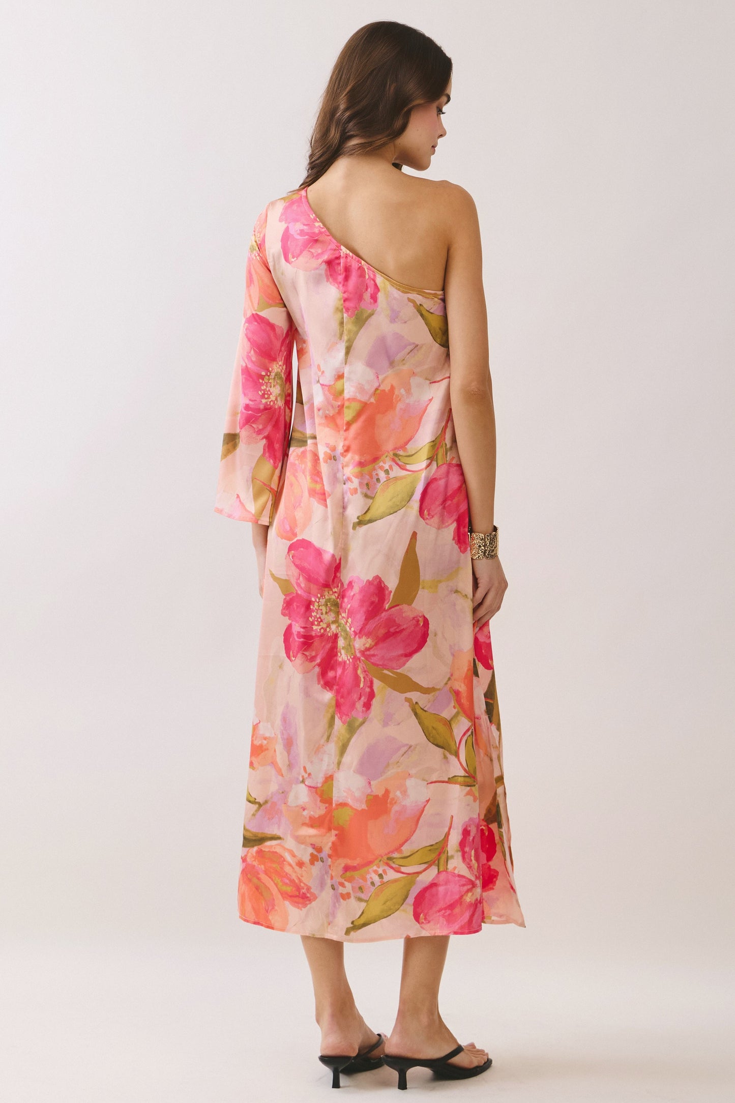 Tessa Floral One Shoulder Maxi Dress - Pink Multi