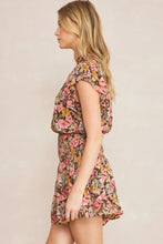 Load image into Gallery viewer, zSALE Gia Floral Print Mock Neck Smocked Mini Dress - Brown Multi
