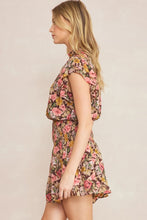 Load image into Gallery viewer, Gia Floral Print Mock Neck Smocked Mini Dress - Brown Multi
