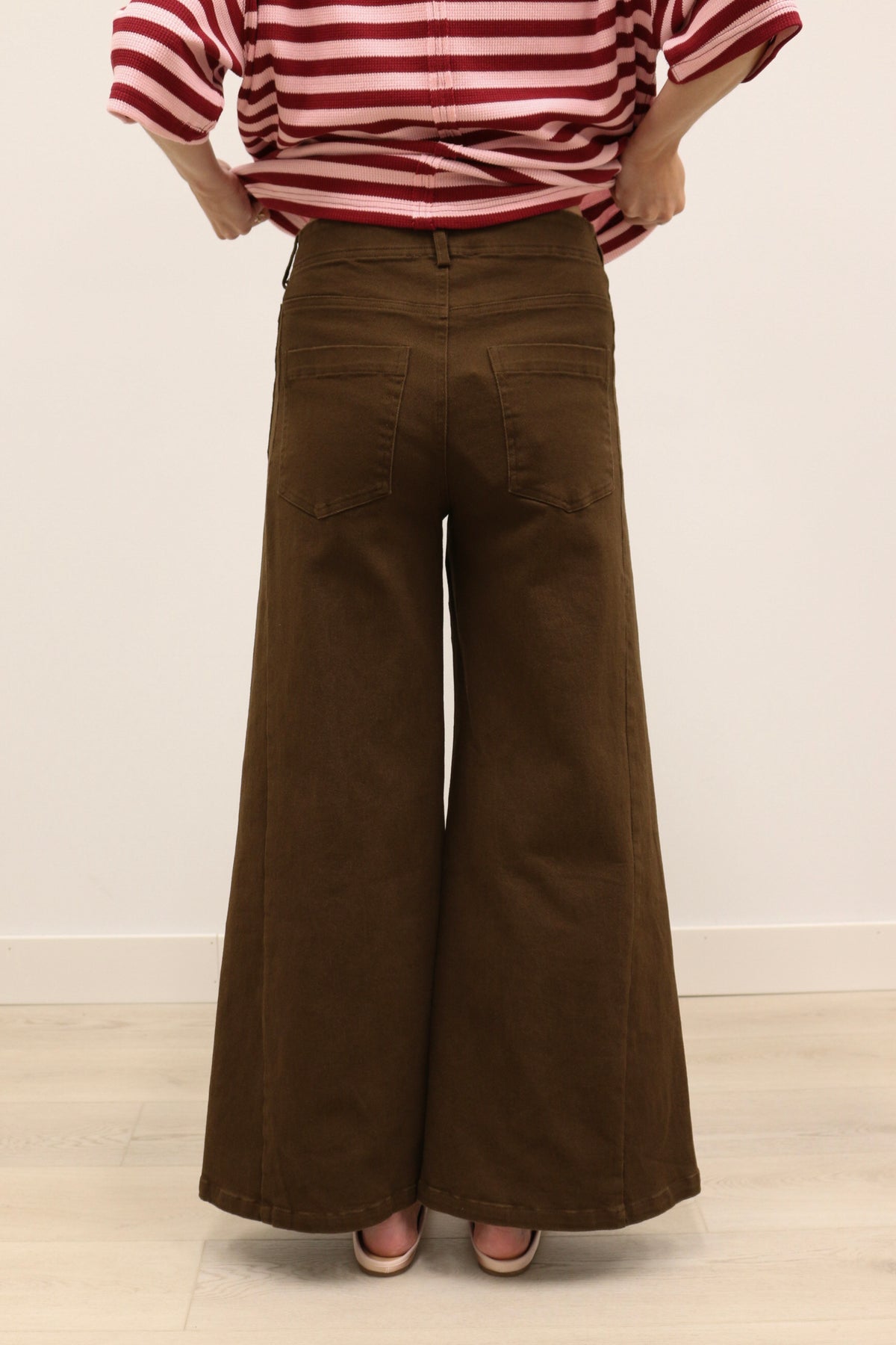 Gigi High Waisted Wide Leg Pants - Chocolate Brown