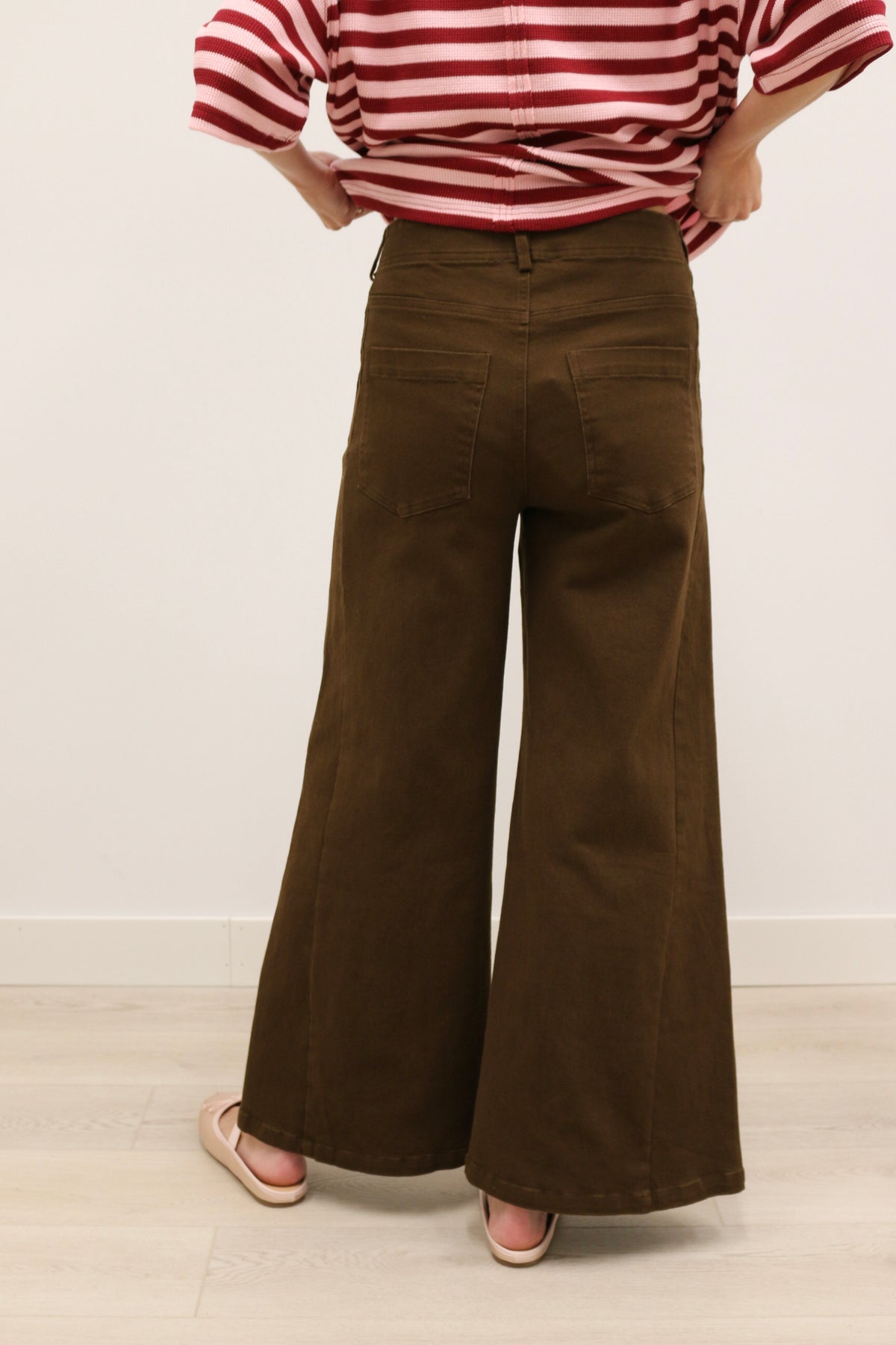Gigi High Waisted Wide Leg Pants - Chocolate Brown