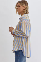 Load image into Gallery viewer, Abigail Silky Stripe Long Sleeve Button Up Blouse - Light Blue
