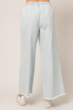 Load image into Gallery viewer, Denim Washed Twill Tie Front Wide Leg Pants - Light Chambray
