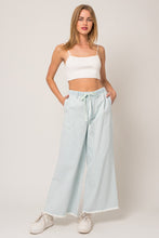Load image into Gallery viewer, Denim Washed Twill Tie Front Wide Leg Pants - Light Chambray
