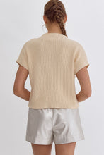 Load image into Gallery viewer, Elodie Short Sleeve Cropped Mock Neck Pocket Knit - Natural
