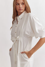 Load image into Gallery viewer, Hillary 3/4 Sleeve Bow Tie Front Woven Shirt Dress - White
