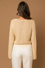 Load image into Gallery viewer, Lana Crochet Knit Long Bell Sleeve Button Down Sweater Top - Beige
