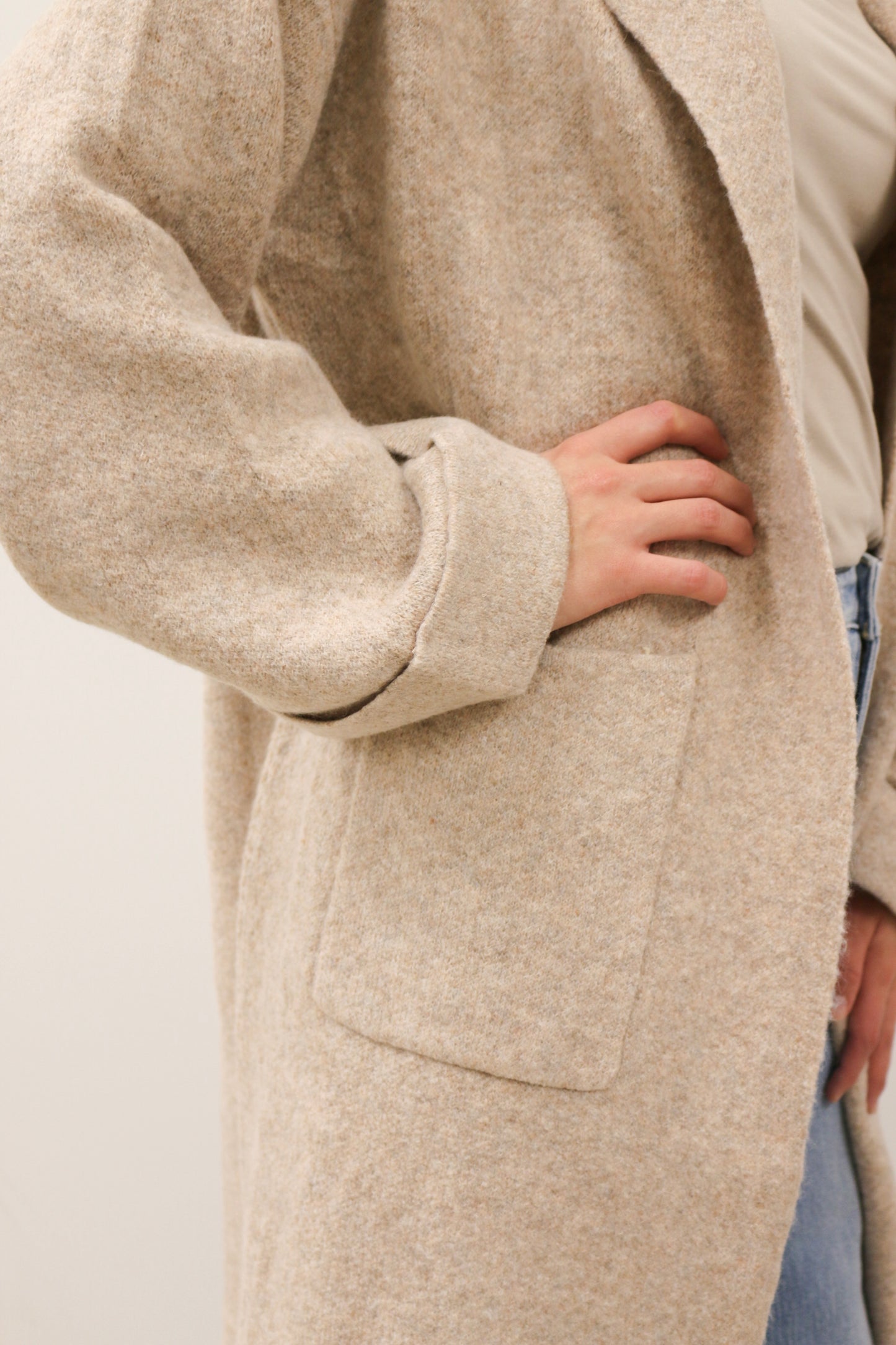 Addison Oversized Collared Longline Cardigan - Oatmeal