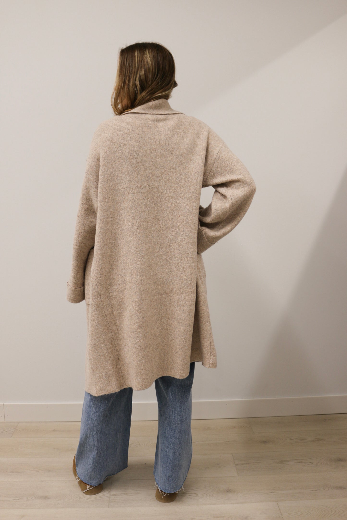 Addison Oversized Collared Longline Cardigan - Oatmeal