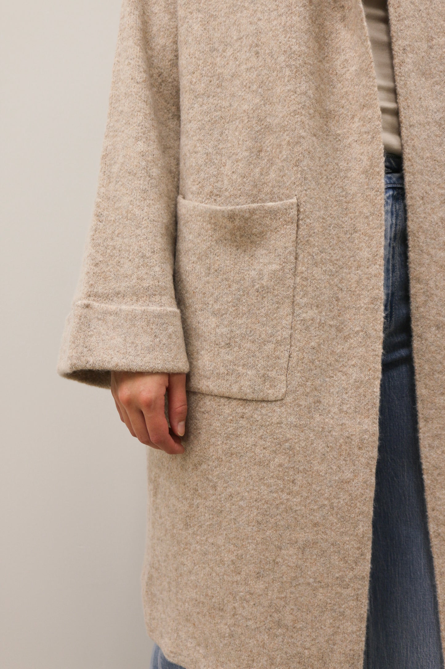 Addison Oversized Collared Longline Cardigan - Oatmeal