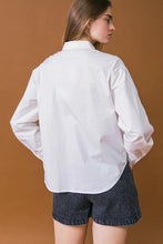 Load image into Gallery viewer, Annette Embellished Collared Button Up Poplin Shirt - White
