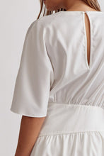 Load image into Gallery viewer, Celine Satin V-Neck Drape Belt Mini Dress - White
