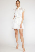 Load image into Gallery viewer, Maddox Shadow Grid Button Up Mini Dress - White
