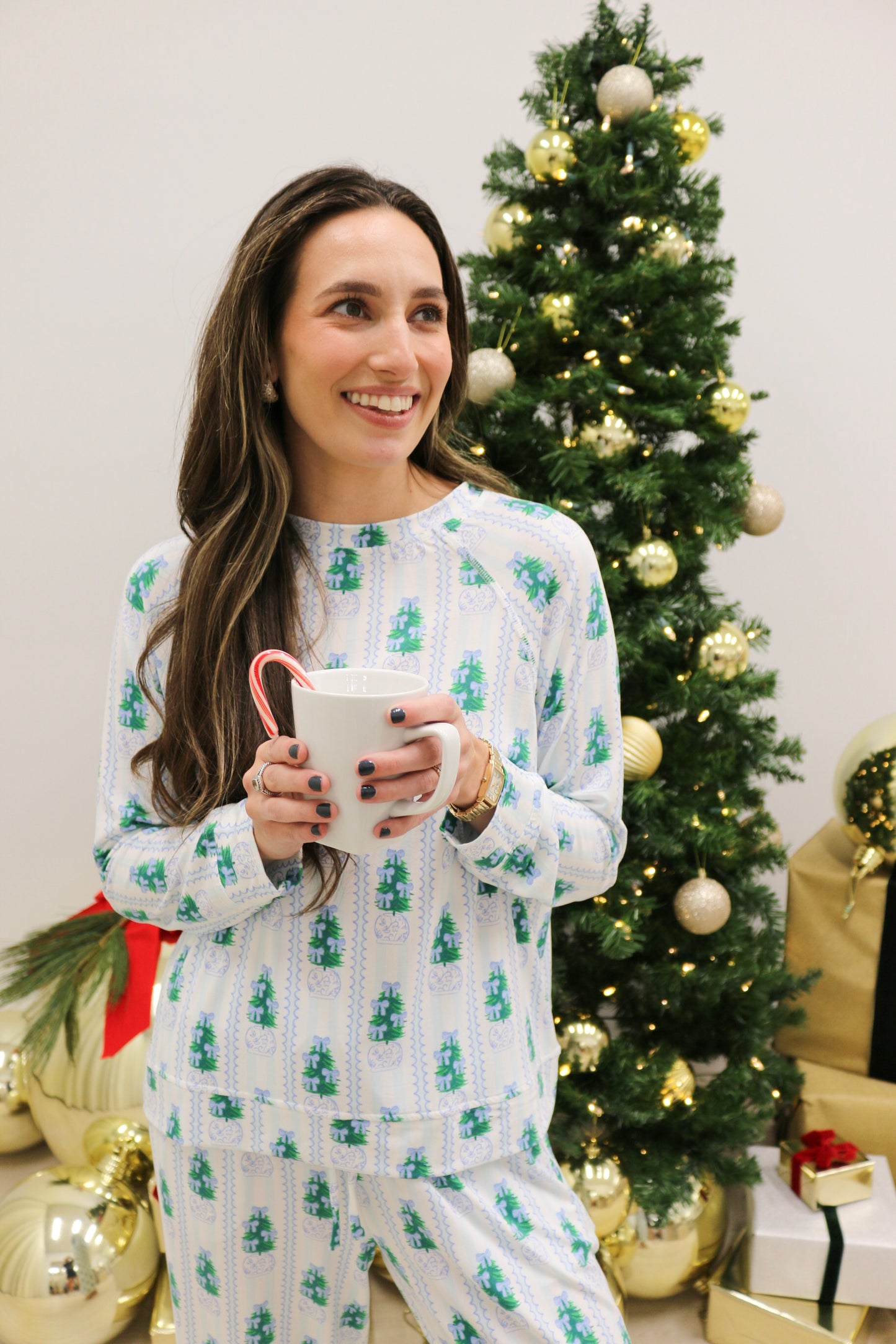 Annie Ginger Jar Joy Holiday Pajama Set by Mary Square - Blue Multi