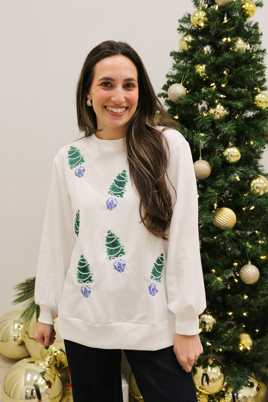 Lakelyn Ginger Jar Joy Embellished Sweatshirt by Mary Square - White Multi
