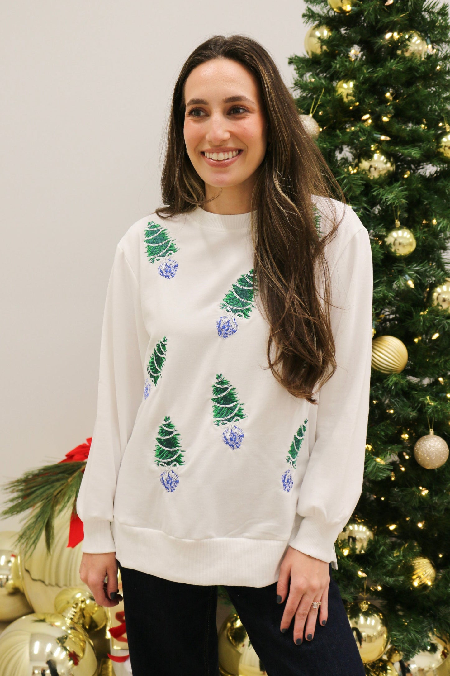 Lakelyn Ginger Jar Joy Embellished Sweatshirt by Mary Square - White Multi