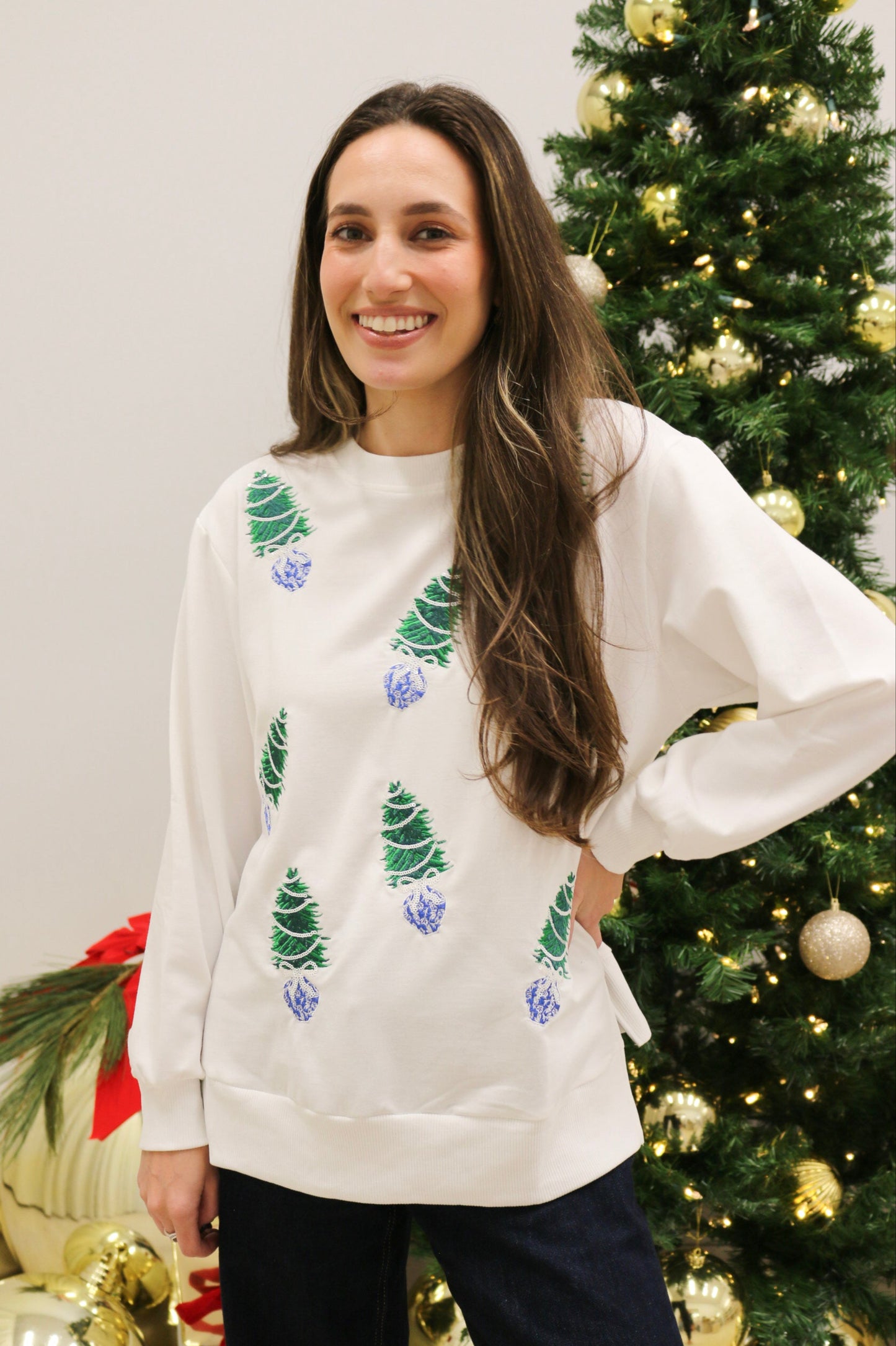 Lakelyn Ginger Jar Joy Embellished Sweatshirt by Mary Square - White Multi