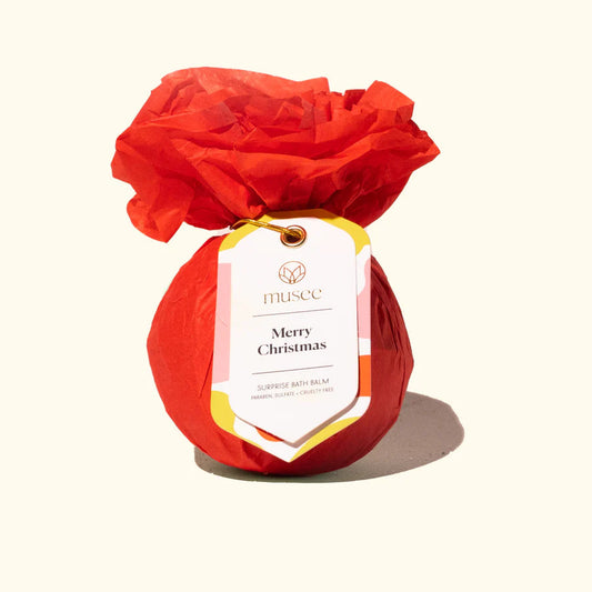 Merry Christmas Luxe French Pear and Gardenia Holiday Bath Bomb with Surprise Inside
