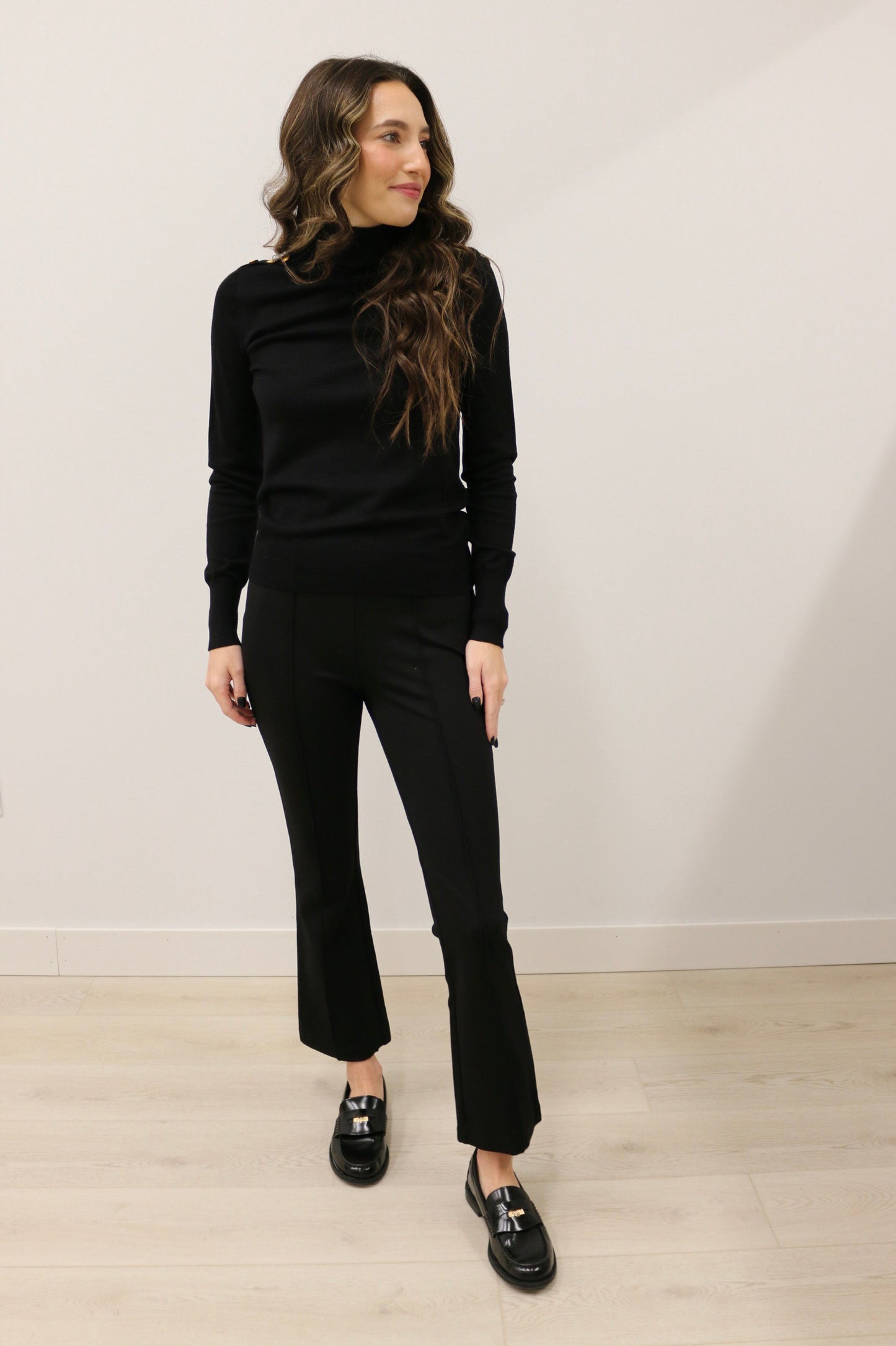 Susanna Ponte Knit Kick Flare Pants - Black
