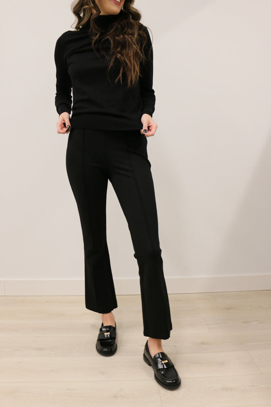 Susanna Ponte Knit Kick Flare Pants - Black