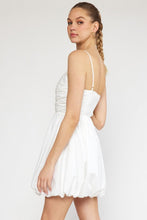 Load image into Gallery viewer, Aveline Square Neckline Pleated Bubble Hem Mini Dress - White
