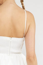 Load image into Gallery viewer, Aveline Square Neckline Pleated Bubble Hem Mini Dress - White
