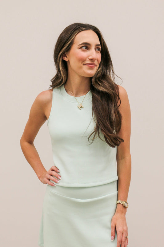 Soft Modal Athleisure Fitted Sleeveless Top - Ice Mint