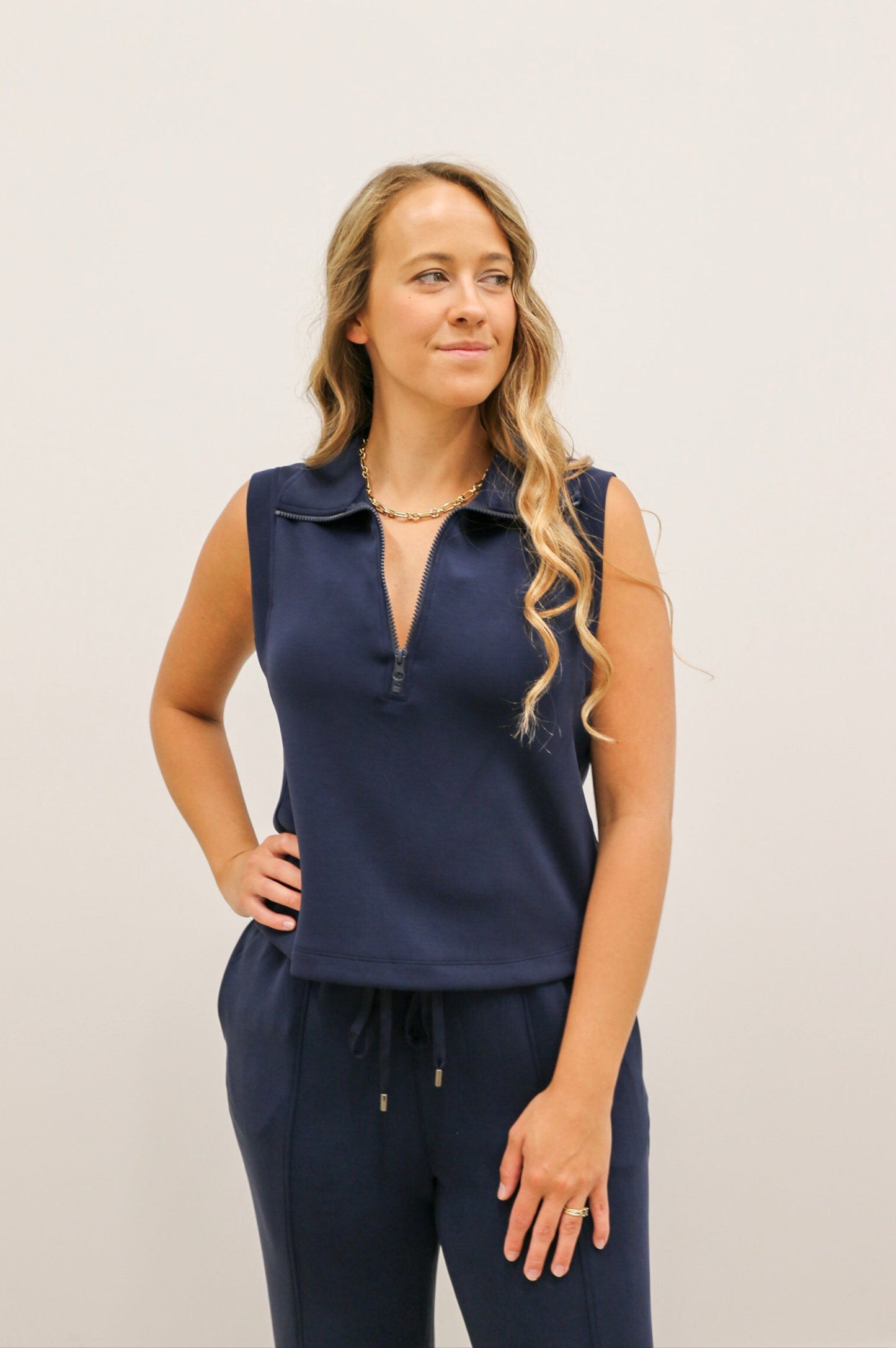 Soft Modal Athleisure Easy Pull On Drawstring Pant - True Navy