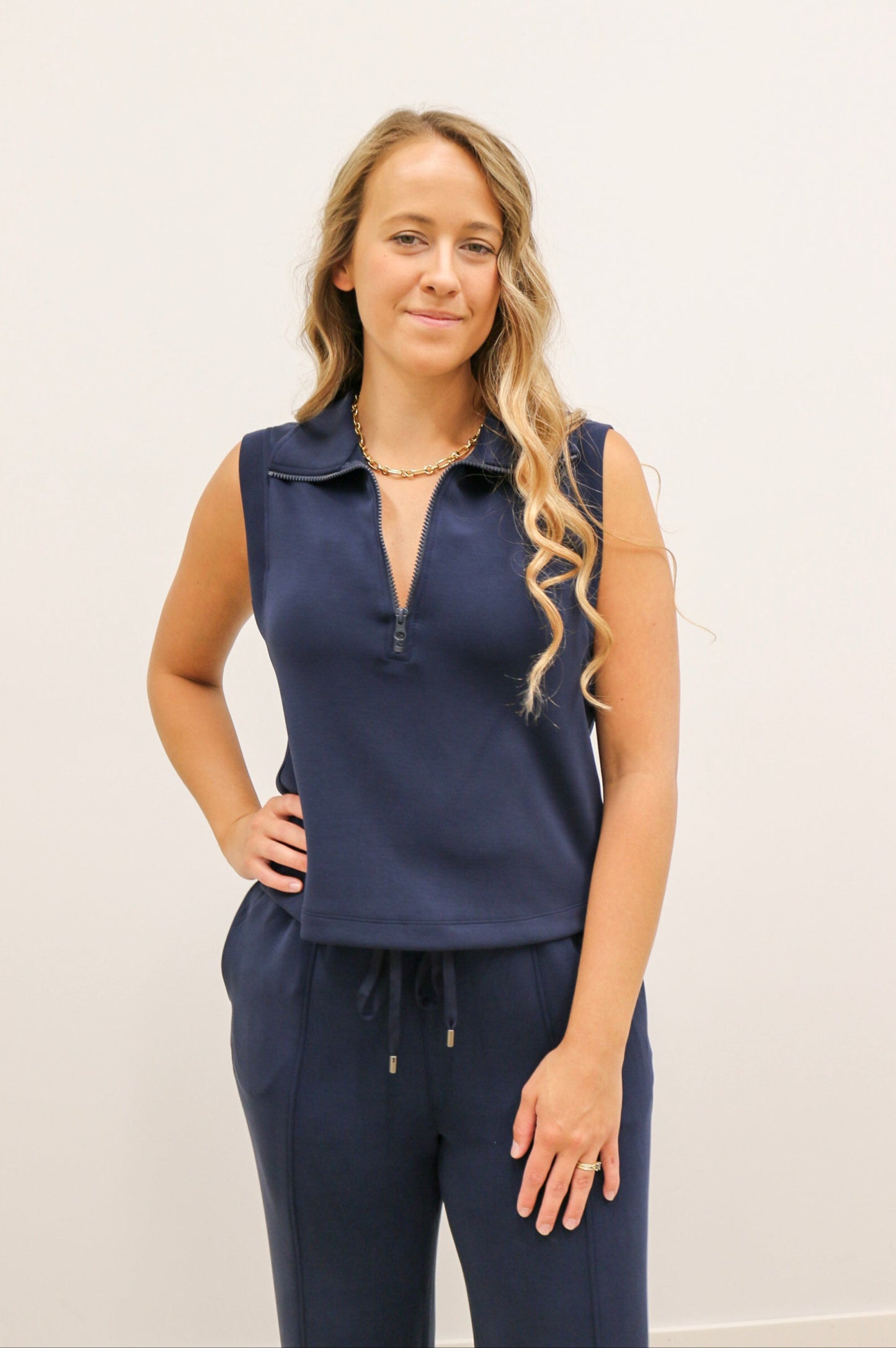 Soft Modal Athleisure Easy Pull On Drawstring Pant - True Navy