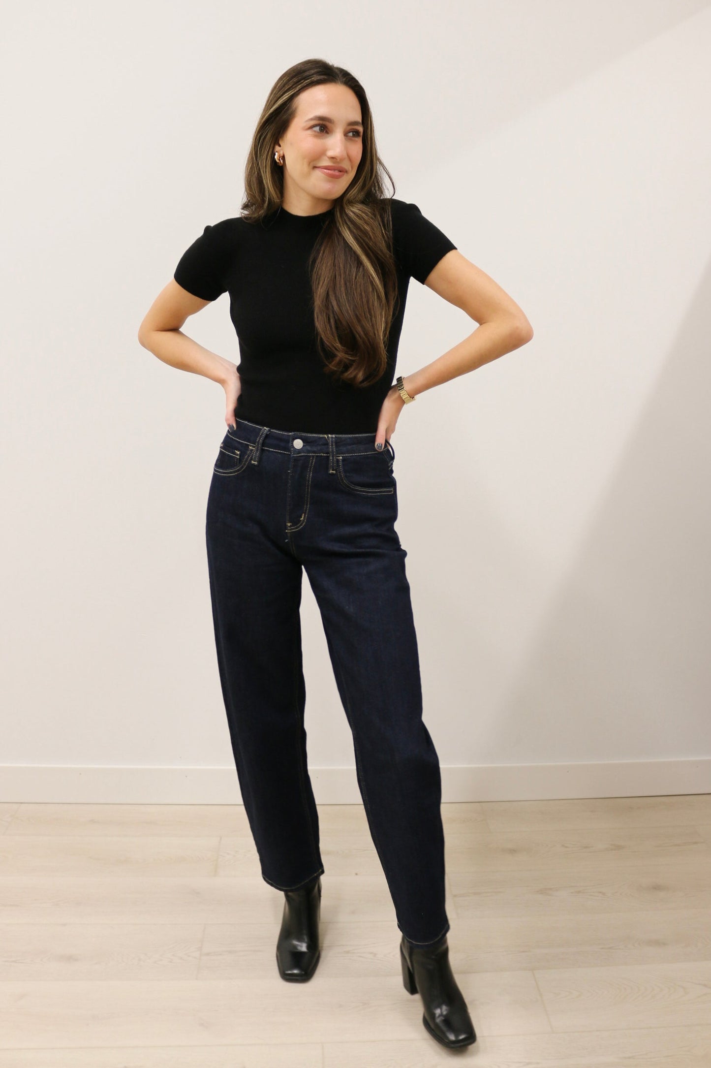 Aura Short Sleeve Soft Knit Sweater Top - Black