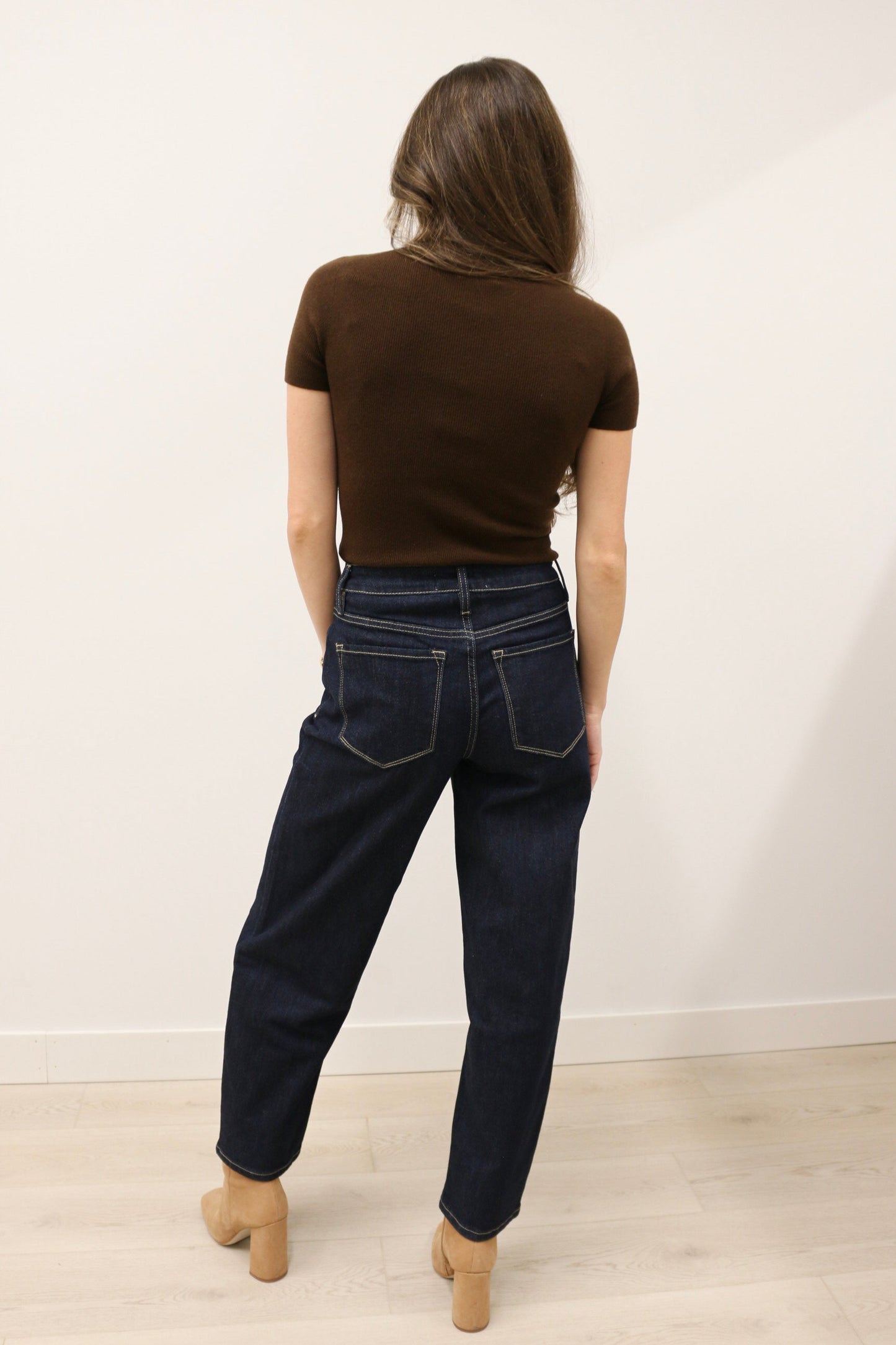 Divinity High Rise Slim Barrel Denim by Vervet - Dark Wash