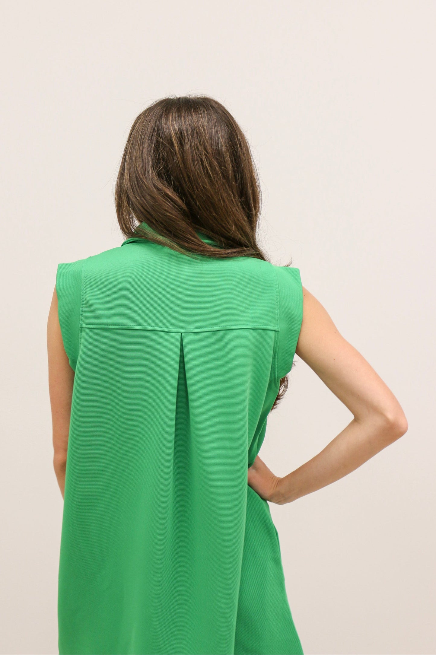 Sporty Collared V-Neck Textured Knit Mini Dress - Kelly Green